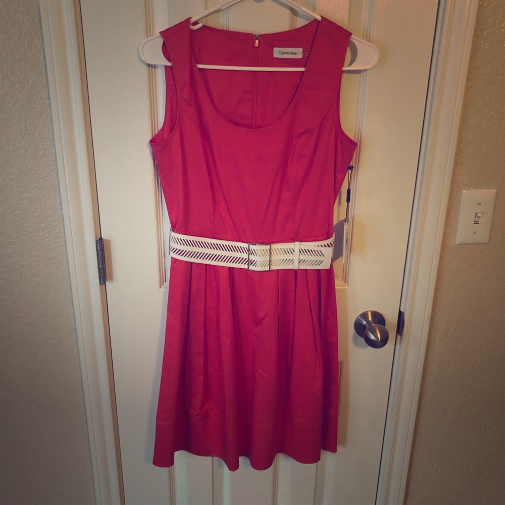 Coral Calvin Klein dress 💕